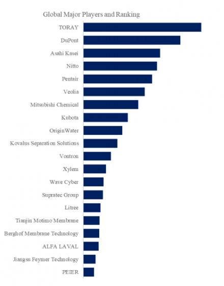 Water Treatment Membrane Products, Global Top 21 Players, Market Share and Ranking (2024)1232