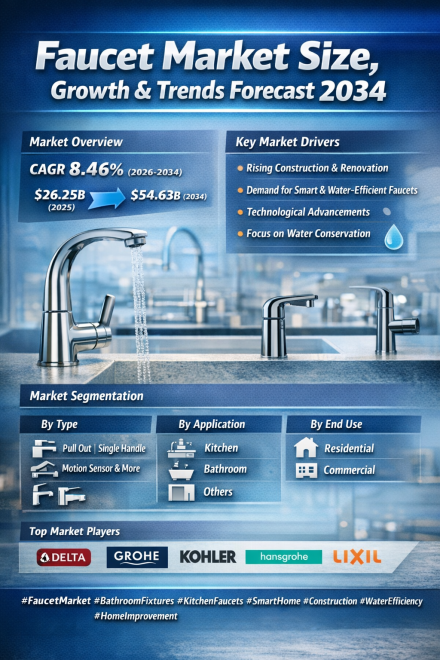 Faucet market forecast 2034 infographic
